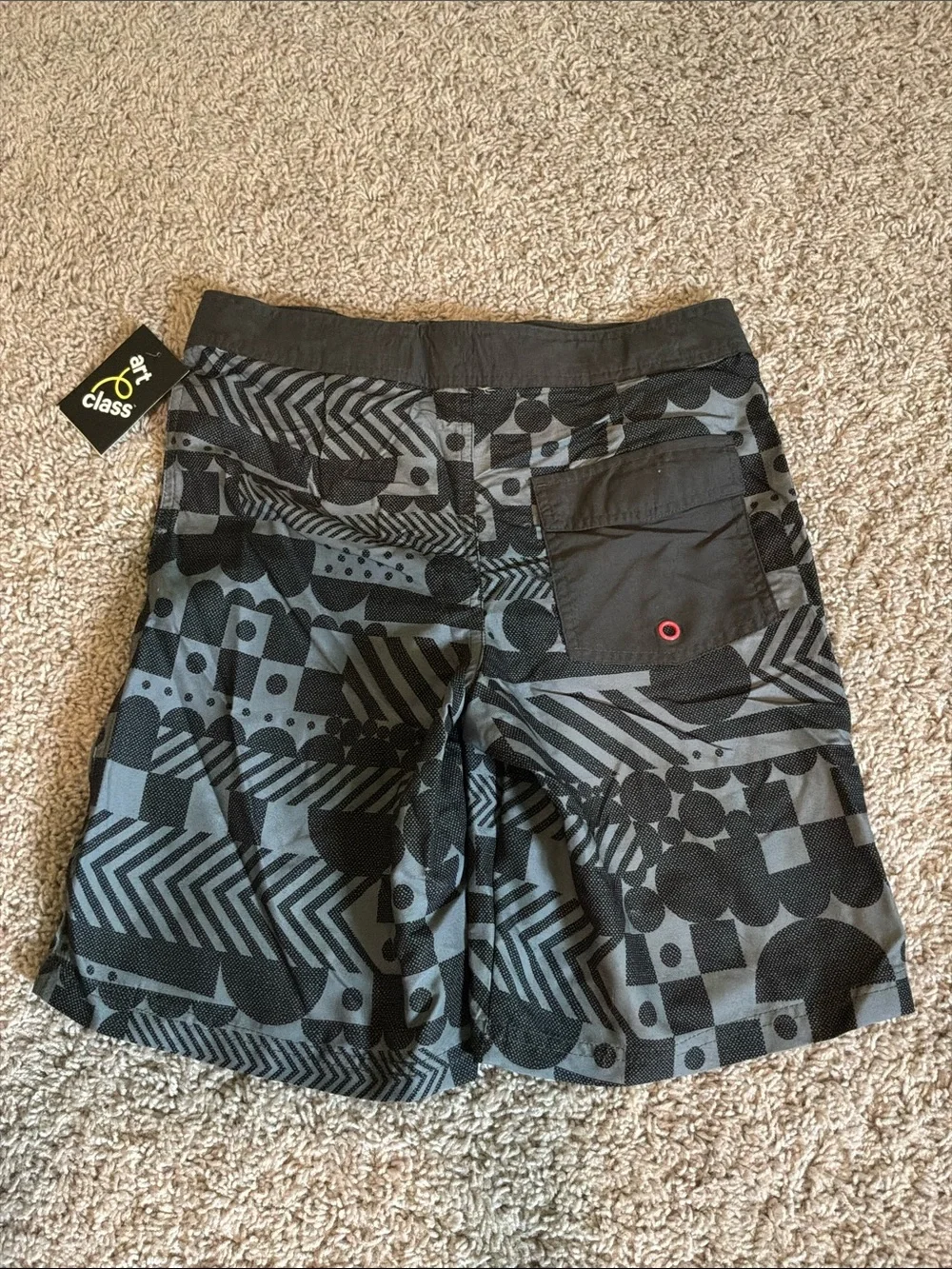 Black & Gray Patterned Swim Shorts